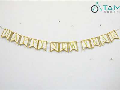 Dây treo chữ Happy New Year bằng gỗ số 05